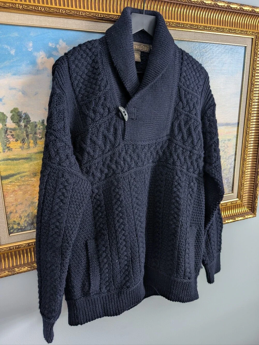 Inis Crafts 100% Wool Navy Cardigan Large